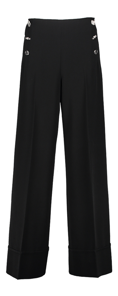 Zwarte Wijde broek met zilveren knopen Caroline Biss