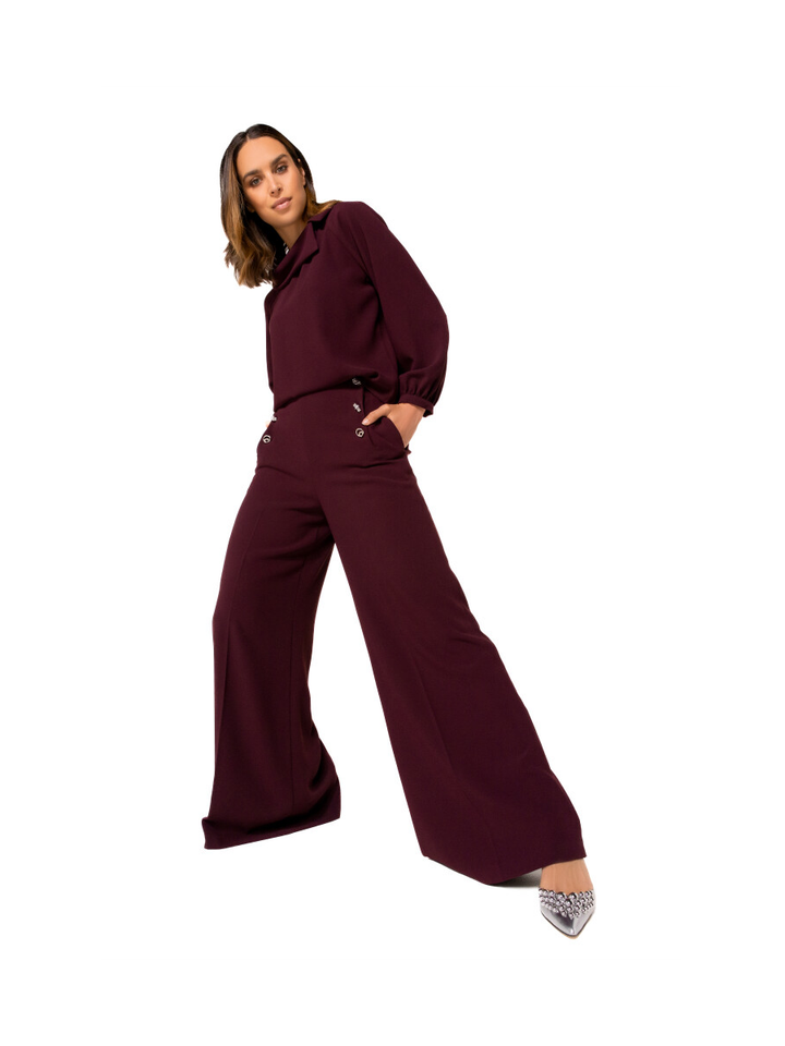 Bordeaux lange broek met gouden details Caroline Biss