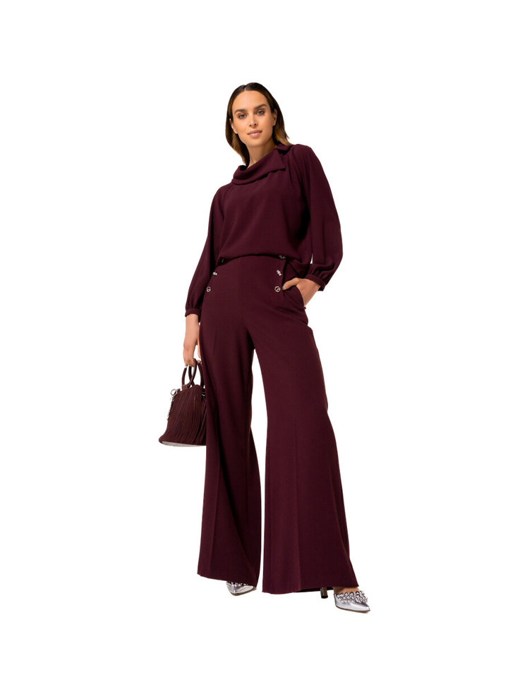 Bordeaux lange broek met gouden details Caroline Biss