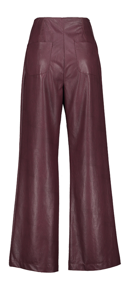 Bordeaux lederlook broek Caroline Biss