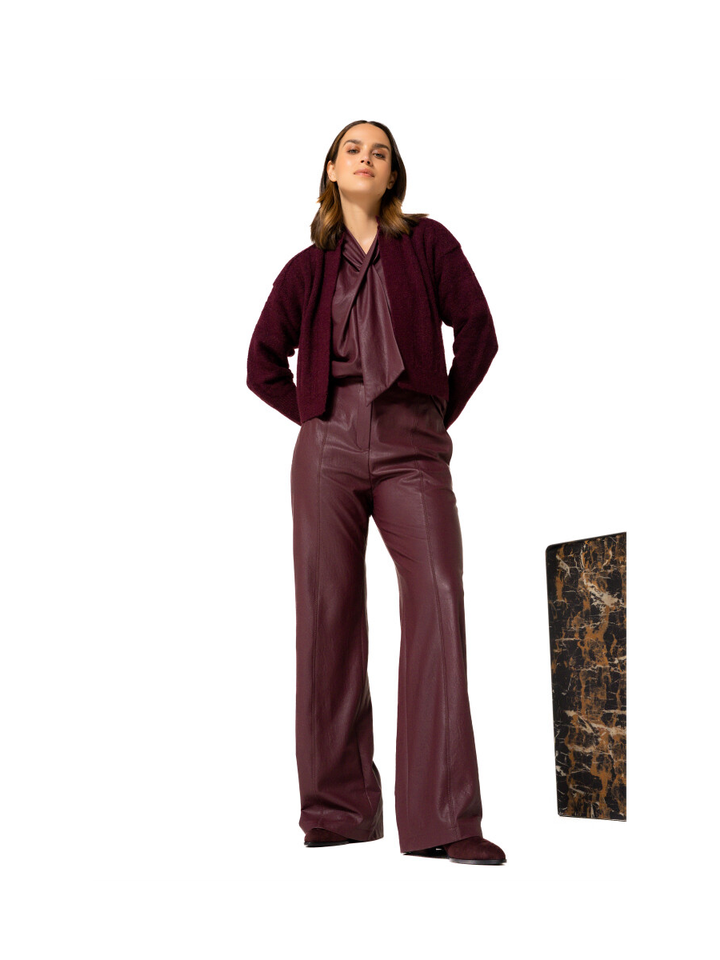 Bordeaux lederlook broek Caroline Biss