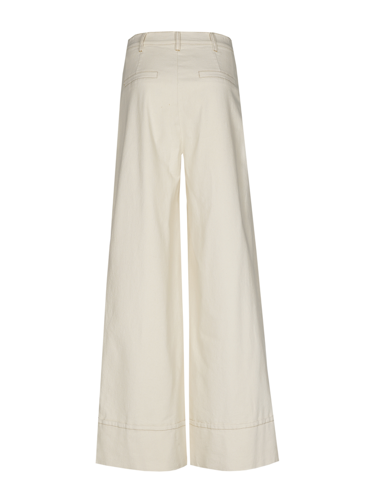Beige loose fit jeans met boord onderaan Caroline Biss 