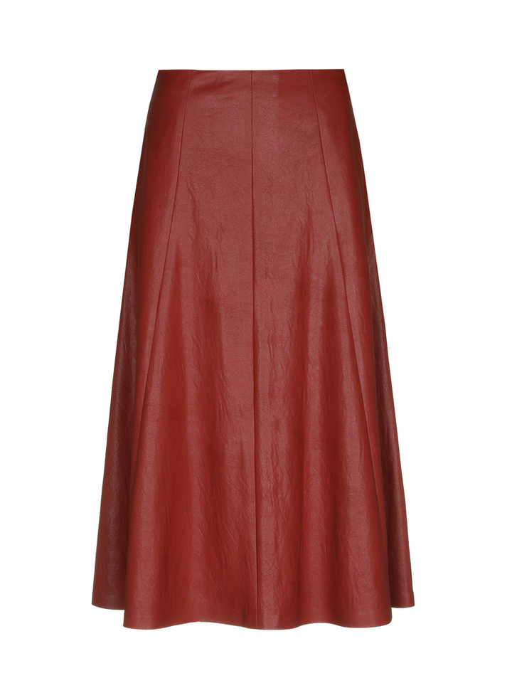 Rode halflange rok in imitatieleer Caroline biss