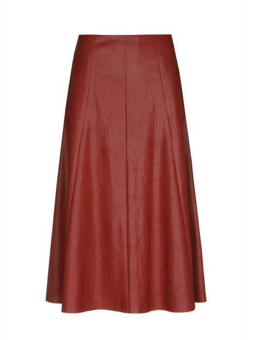 Rode halflange rok in imitatieleer Caroline biss