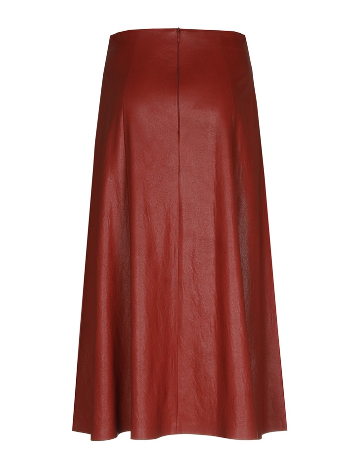 Rode halflange rok in imitatieleer Caroline biss