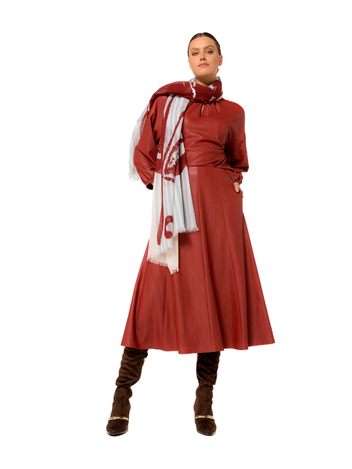 Rode halflange rok in imitatieleer Caroline biss