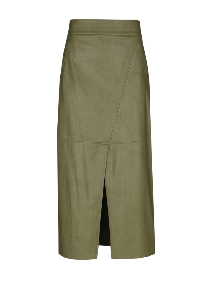 Groene lange rok in lederlook Caroline Biss