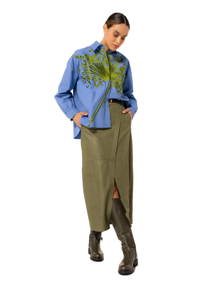 Groene lange rok in lederlook Caroline Biss