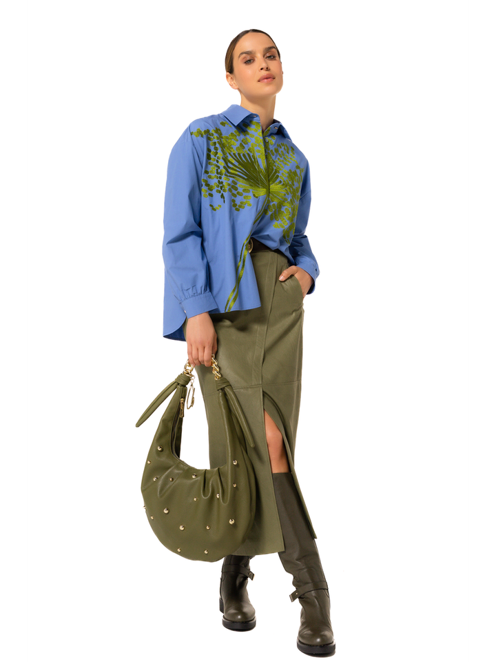 Groene lange rok in lederlook Caroline Biss