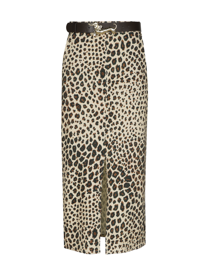Lange rok in dierenprint met riem teckel Caroline Biss 