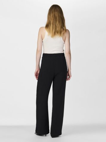 Zwarte soepelvallende wijde broek met bandplooi Yaskia T.A.S