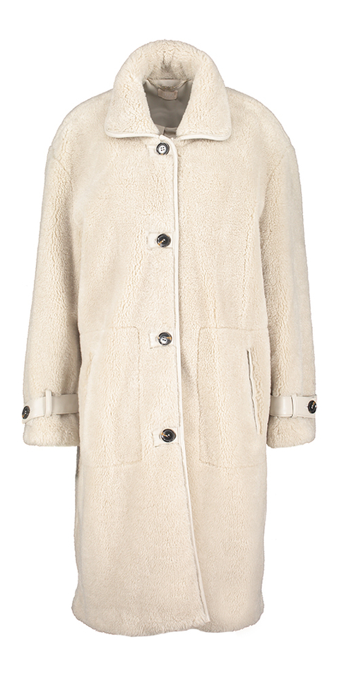 Beige fluffy jas met knoopsluiting Liu Jo 