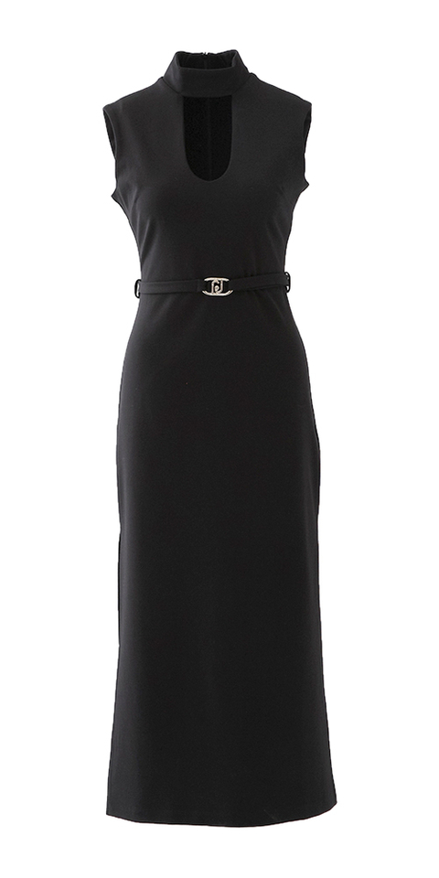 Zwart lang kleed zonder mouwen met lint in de taille Liu Jo 