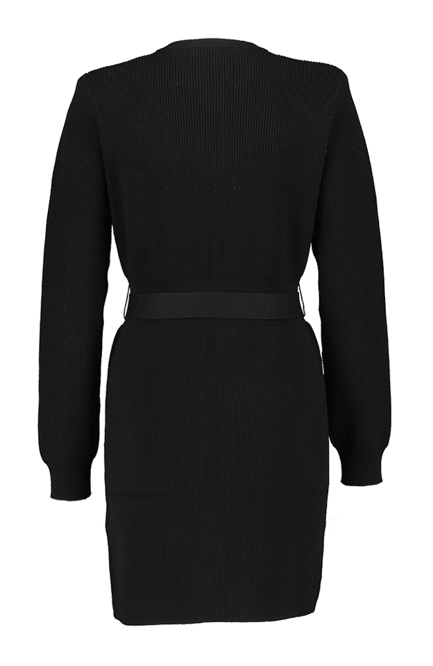 Zwart kort kleed met riem in de taille en zakken Liu Jo 