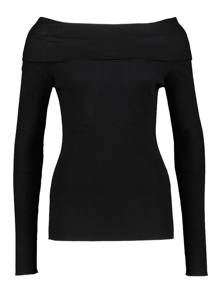 Zwarte off shoulder trui met streepmotief Liu Jo