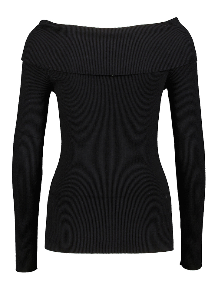 Zwarte off shoulder trui met streepmotief Liu Jo