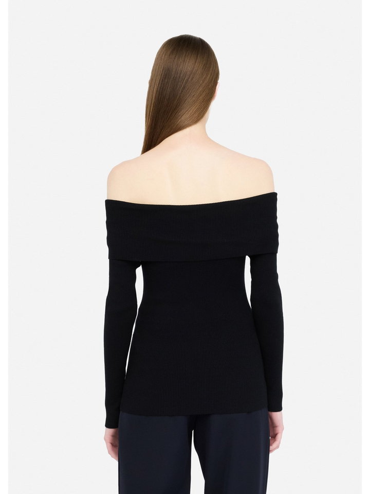 Zwarte off shoulder trui met streepmotief Liu Jo
