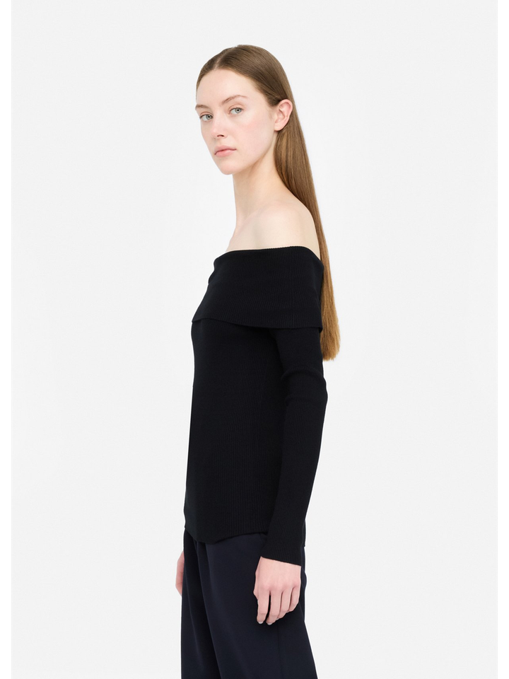 Zwarte off shoulder trui met streepmotief Liu Jo
