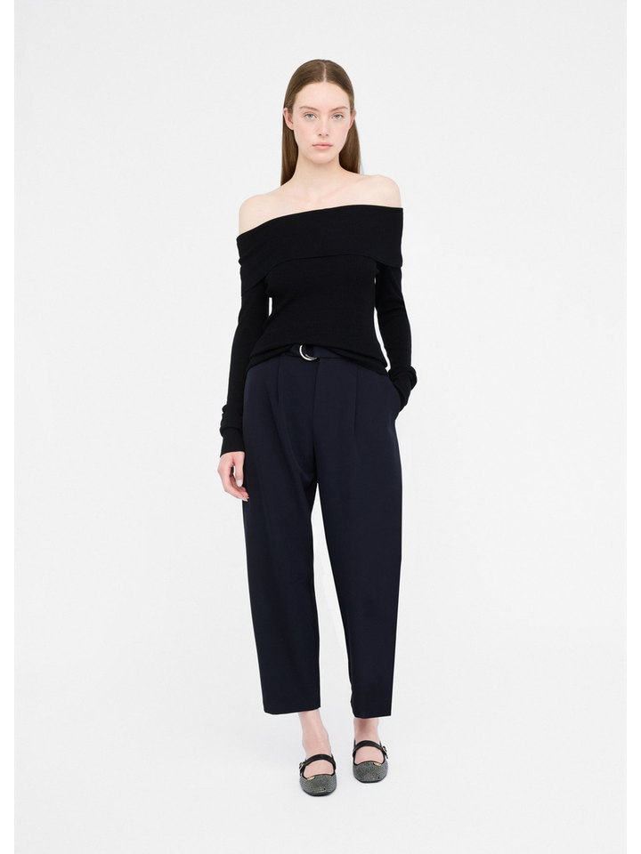 Zwarte off shoulder trui met streepmotief Liu Jo