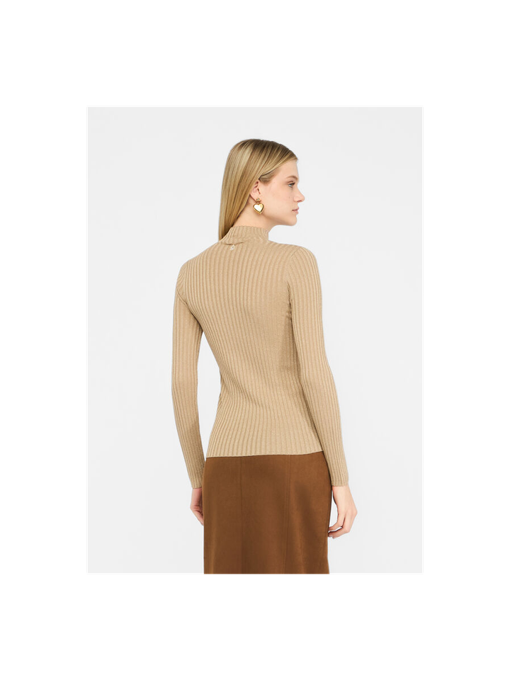 Goudkleurige pull met glitter in ribbel Liu Jo 