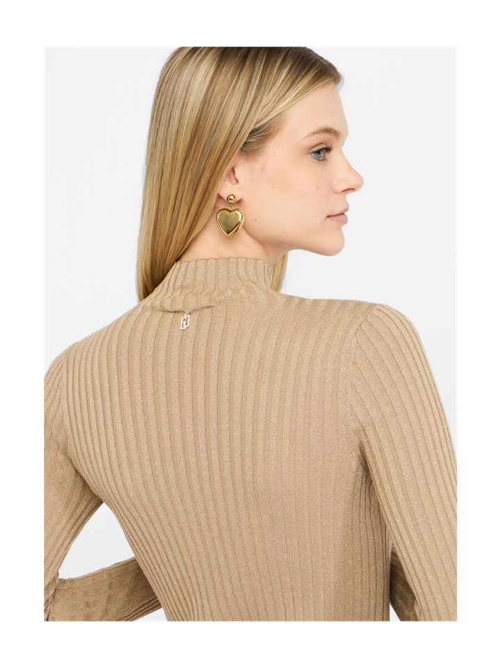 Goudkleurige pull met glitter in ribbel Liu Jo 