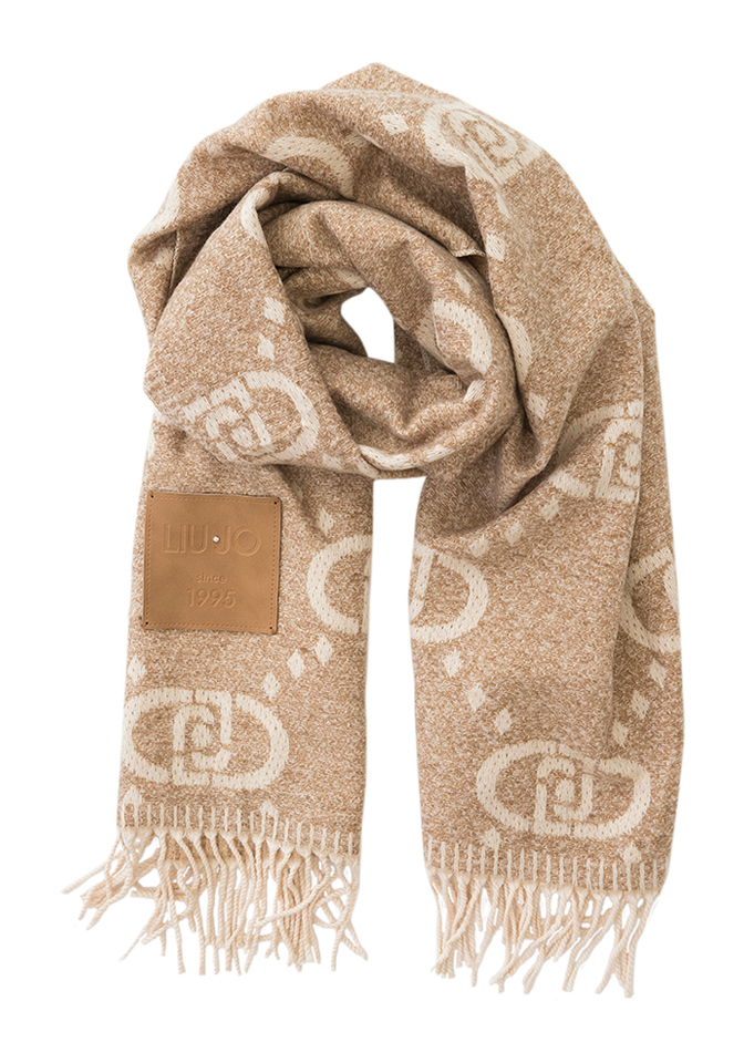 Beige sjaal met merklogo Liu Jo