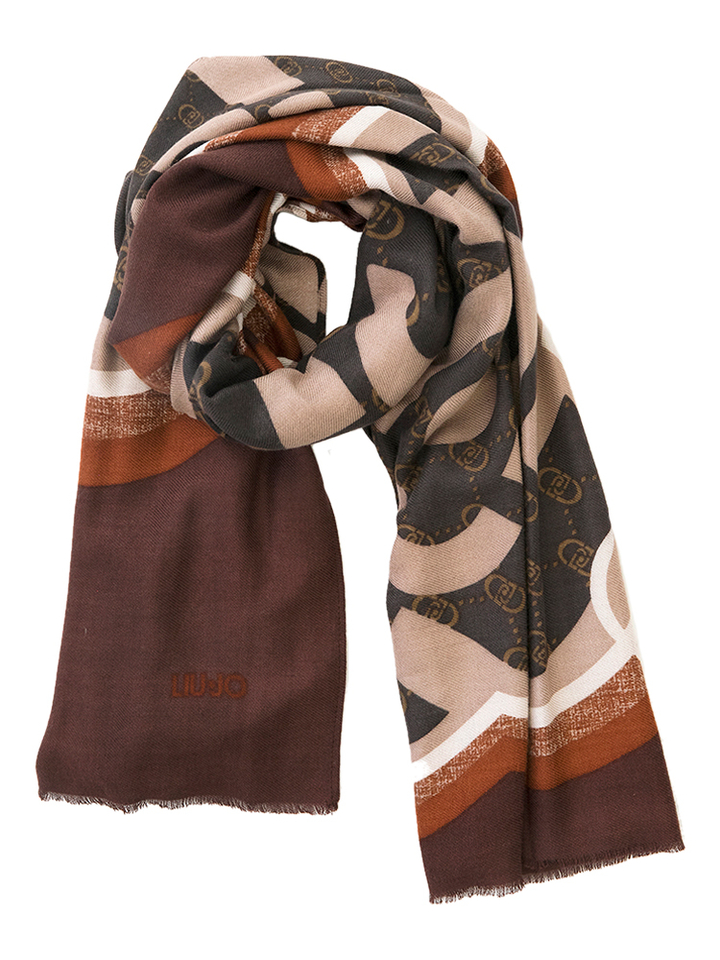 Bruine sjaal met merklogo Liu Jo