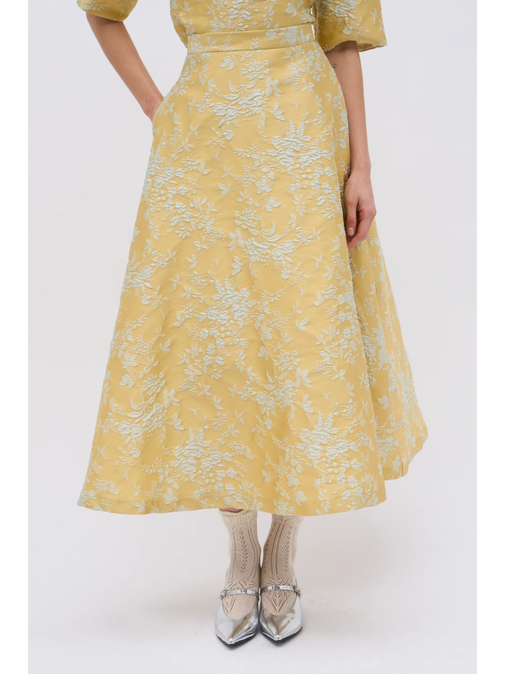 Gele geklede rok met bloemenprint Zelie Paul&Joe