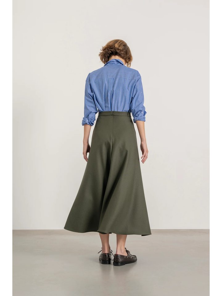 Kaki groene uitlopende rok Gala Mardi