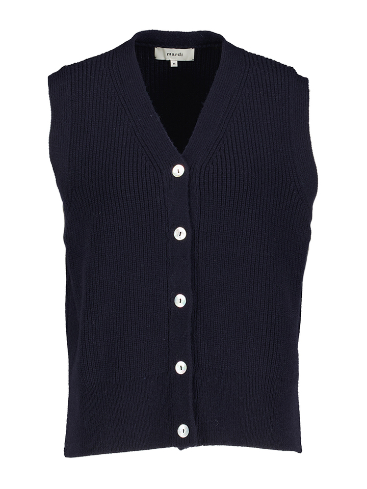 Blauwe mouwloze cardigan Marius Mardi
