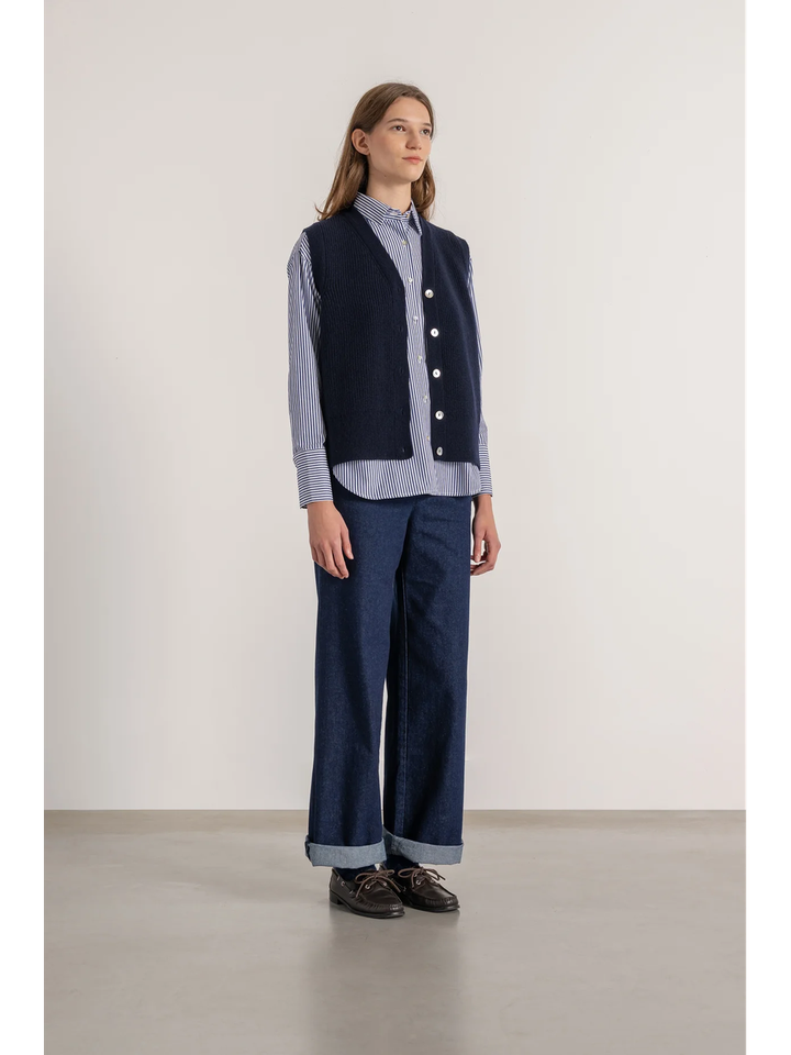 Blauwe mouwloze cardigan Marius Mardi