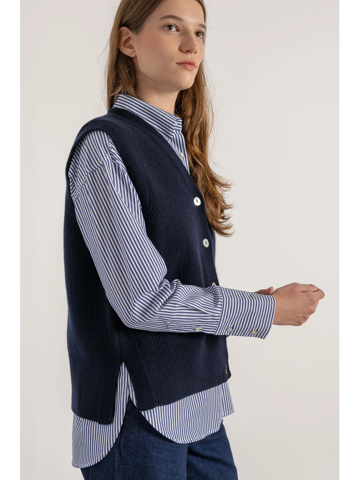 Blauwe mouwloze cardigan Marius Mardi