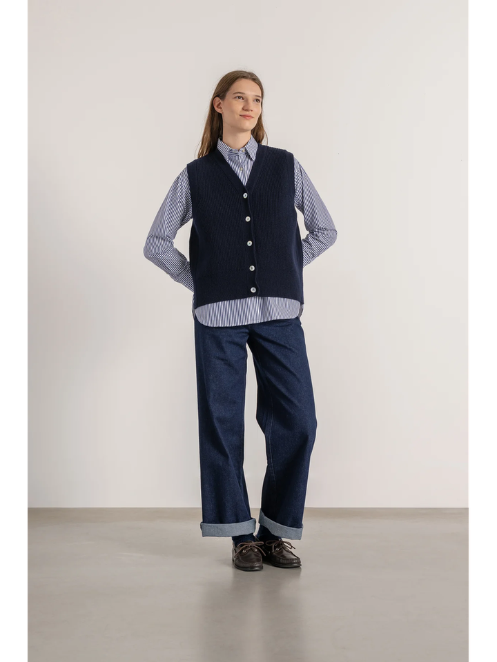 Blauwe mouwloze cardigan Marius Mardi