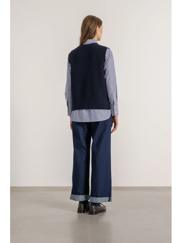 Blauwe mouwloze cardigan Marius Mardi