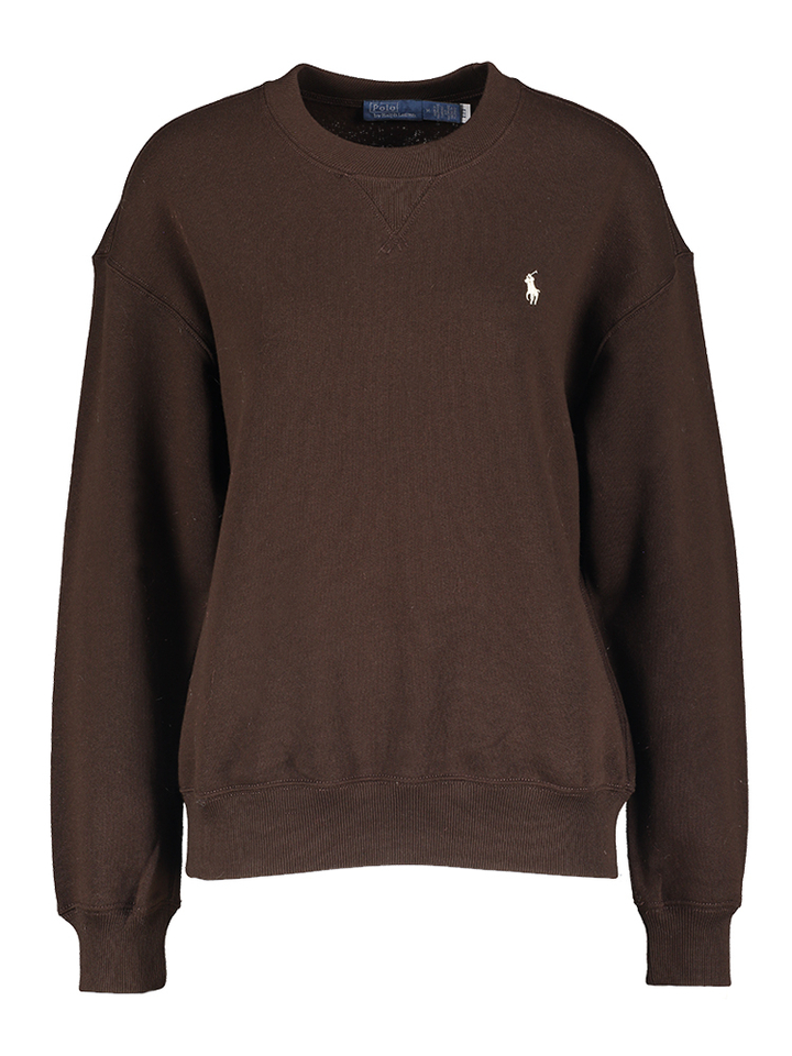 Chocoladebruine katoenen sweater met ronde hals Ralph Lauren
