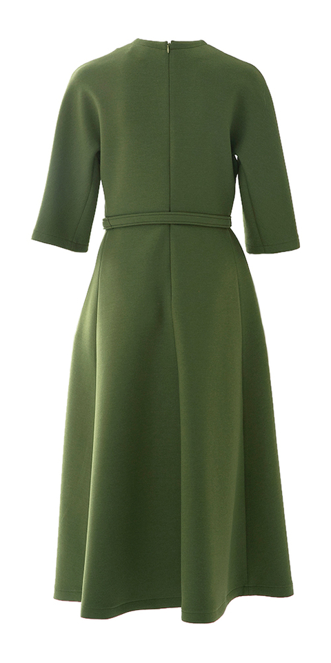 Khaki langte jurk met riem Natan