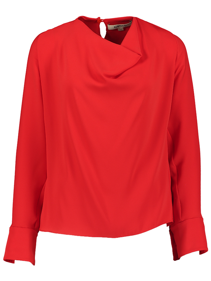 Roze geklede bloes met watervalkraag Natan