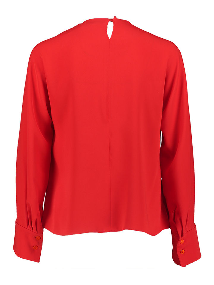 Roze geklede bloes met watervalkraag Natan