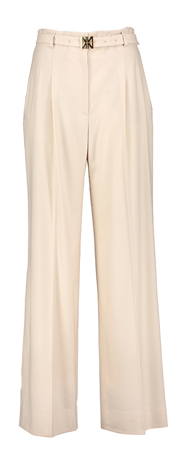 Ecru geklede wijde broek met riem Natan 