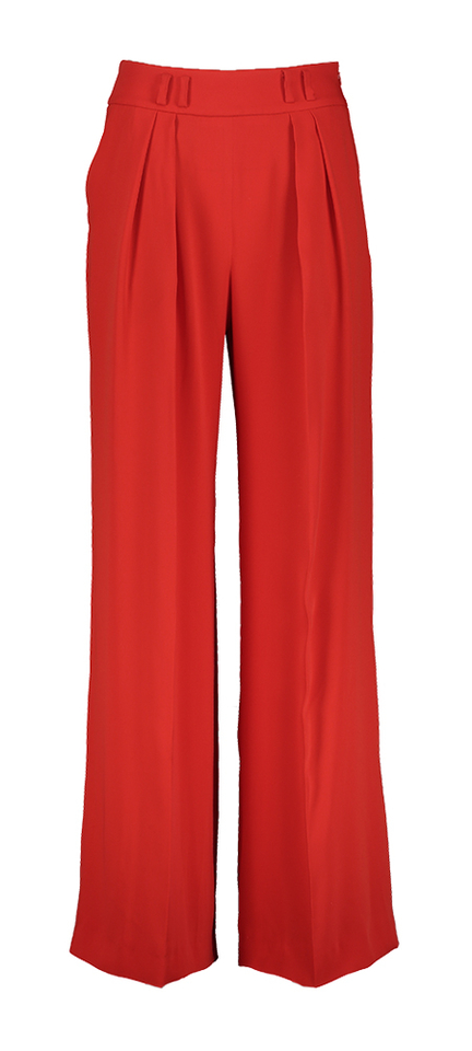 Rode wide leg broek met plooiaccent Natan