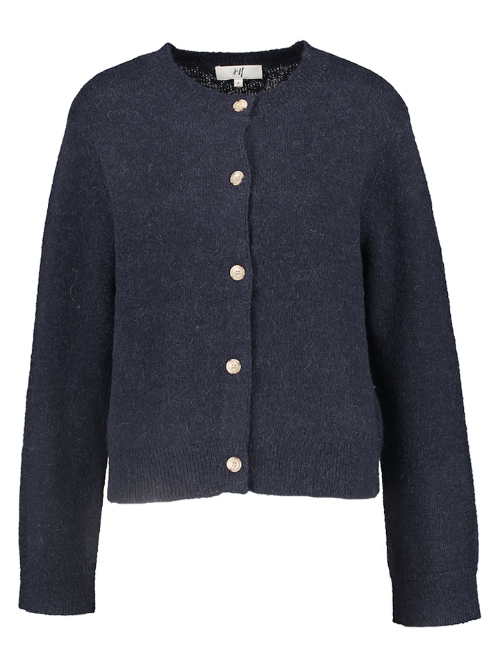 Donkerblauwe cardigan met glitterdraad 
