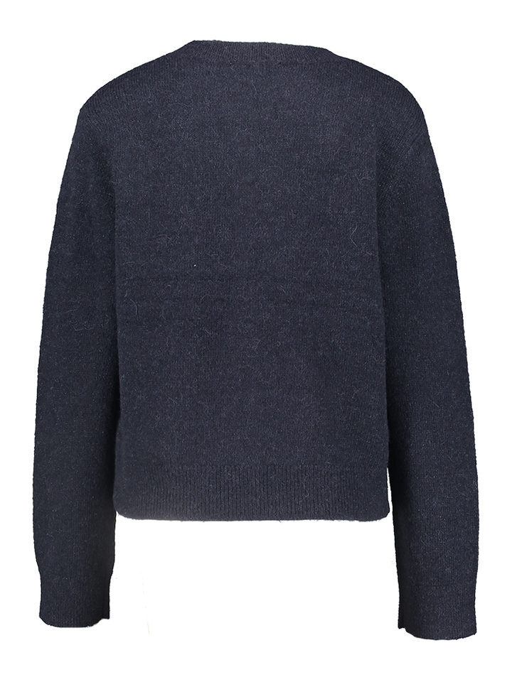 Donkerblauwe cardigan met glitterdraad 