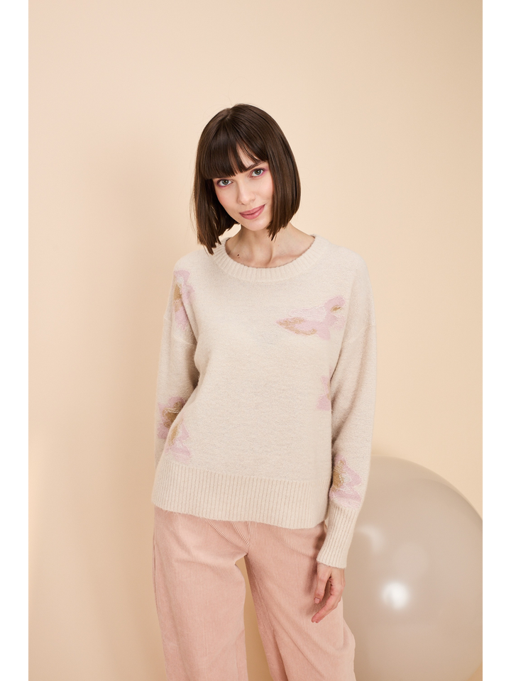 Beige trui met roze accenten Bonzai Jeff