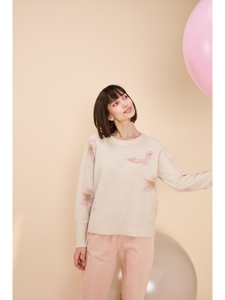 Beige trui met roze accenten Bonzai Jeff