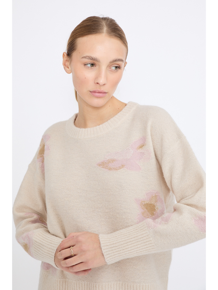 Beige trui met roze accenten Bonzai Jeff