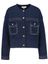 Donkerblauwe wollen gilet met witte stikking Gabrielle Jeff 