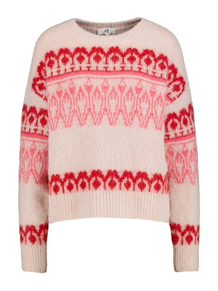 Oudroze pull met rode en roze print Orso Jeff