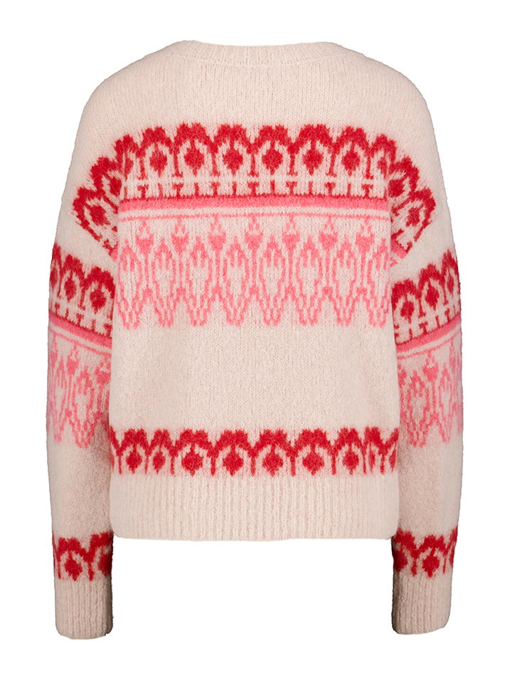 Oudroze pull met rode en roze print Orso Jeff