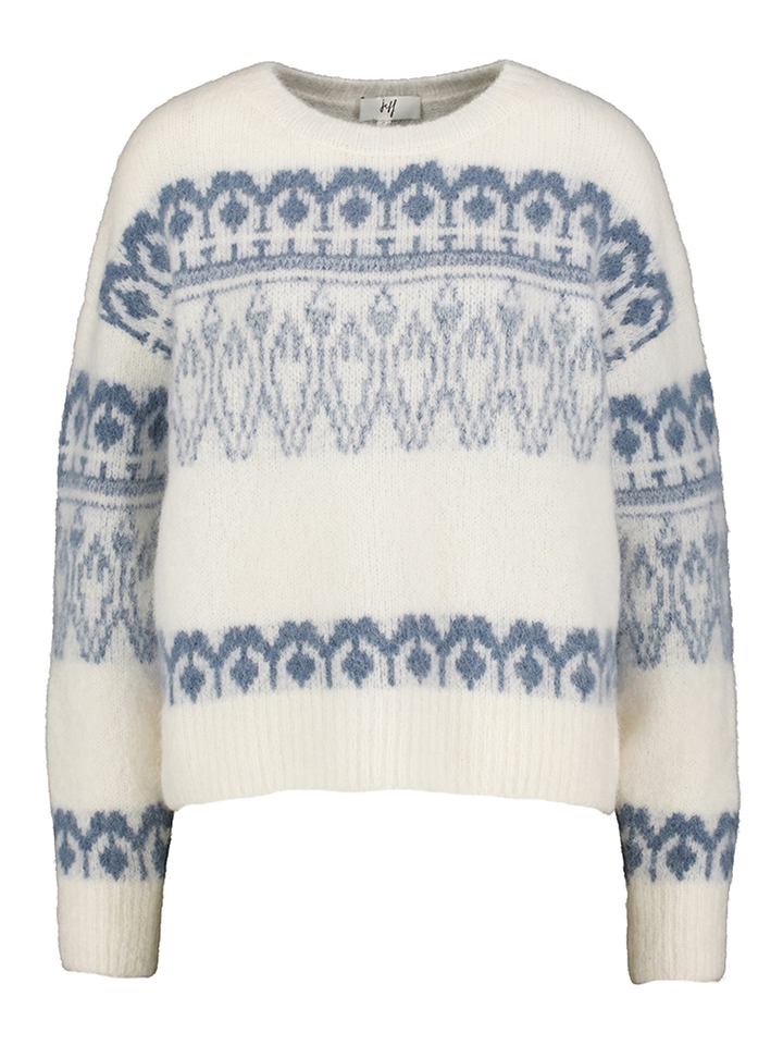 Ecrukleurige pull met blauwe print Orso Jeff
