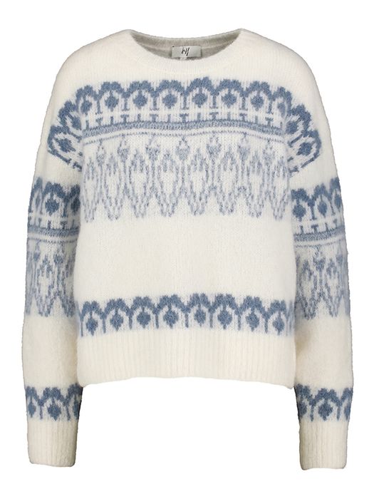 Ecrukleurige pull met blauwe print Orso Jeff